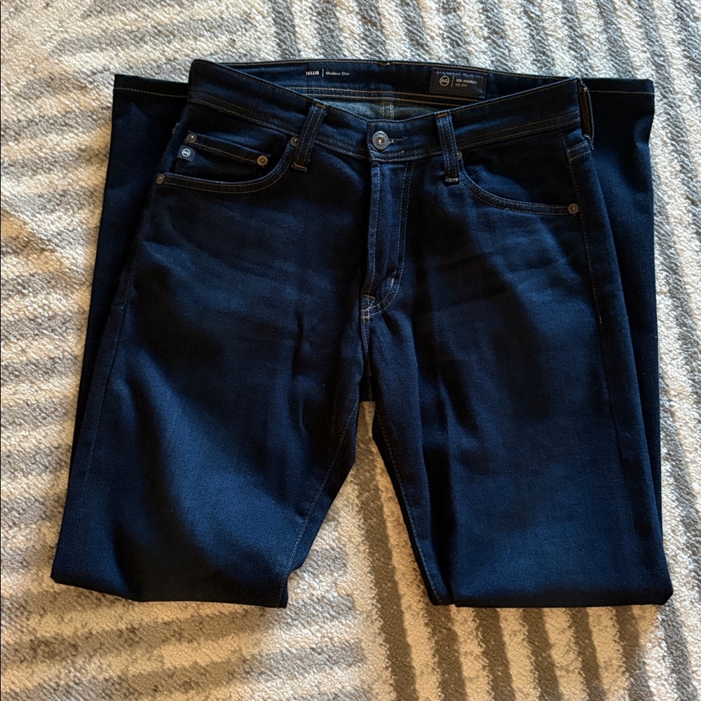 Like New: Ag Adriano Goldschmied Tellis Modern Slim Dark Navy Jeans 28x28” - Picture 2 of 6